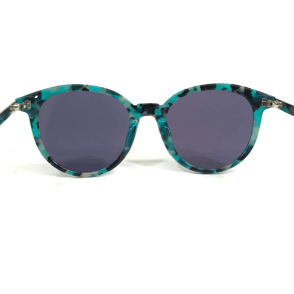 McQ Sunglasses MQ0069S 003 Blue Silver Tortoise Round Frames with Blue Lenses